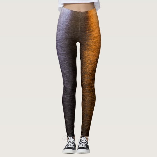 Abstracte verlichting zee glanzend gouden bronzen  leggings (Voorkant)