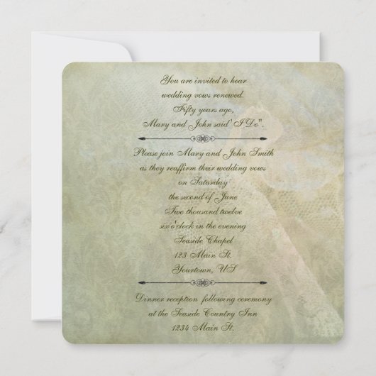 Abstracte vernieuwing Lace Vow Kaart (Achterkant)