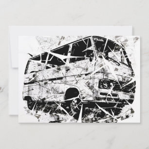 Abstracte verstedering van een oude bestelwagen in aankondiging