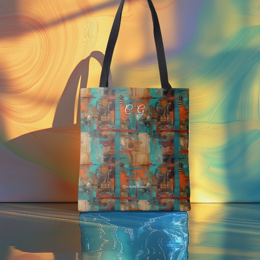 Abstracte verstelbare boodschappentas met initiale tote bag