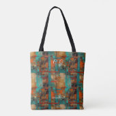 Abstracte verstelbare boodschappentas met initiale tote bag (Achterkant)