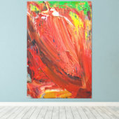 Abstracte Verticale Beweging in Rood Canvas Afdruk (Insitu (Houten vloer))