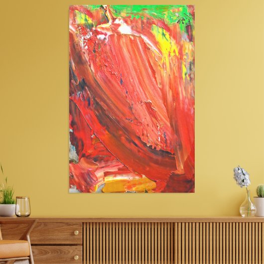 Abstracte Verticale Beweging in Rood Canvas Afdruk (Insitu (Woonkamer))