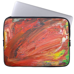 Abstracte Verticale Beweging in Rood Laptop Sleeve