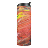 Abstracte Verticale Beweging in Rood Thermosbeker (Gedraaid links)