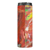 Abstracte Verticale Beweging in Rood Thermosbeker (Achterkant)