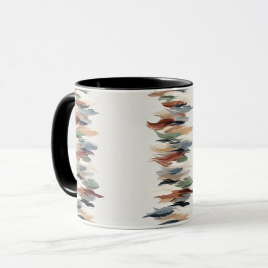 Abstracte Verticale Kwaststreek Mok –Kunst Koffiek (Voorkant links)