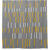 Abstracte, verticale lijnen, grijs, geel, wit douchegordijn (Voorkant)