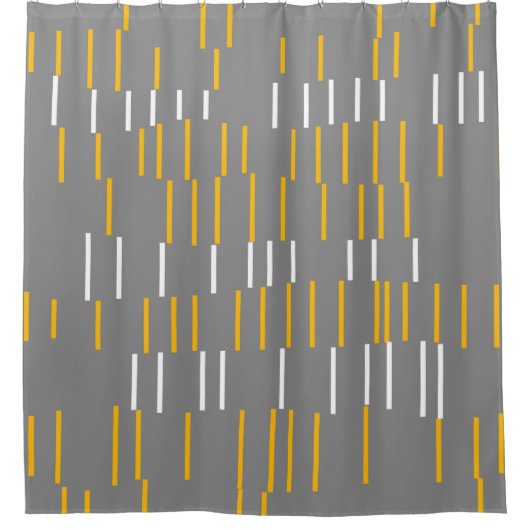 Abstracte, verticale lijnen, grijs, geel, wit douchegordijn (Voorkant)