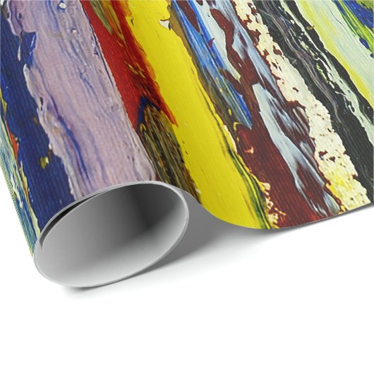 Abstracte verticale verfstreaks cadeaupapier (Rol Hoek)