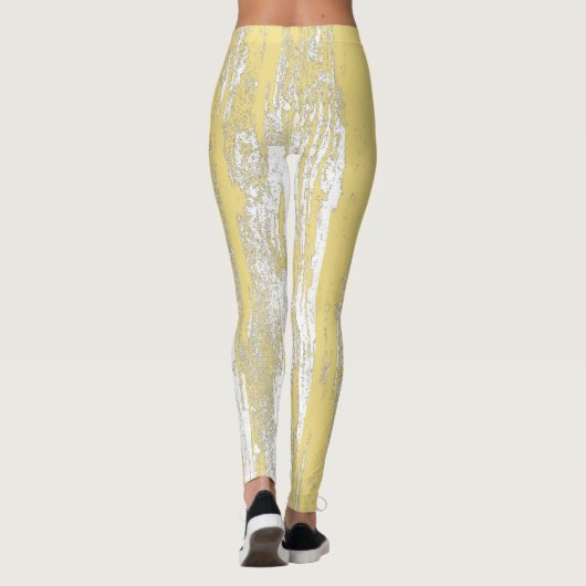 Abstracte, vervormde, Trendy gele kool Leggings (Achterkant)