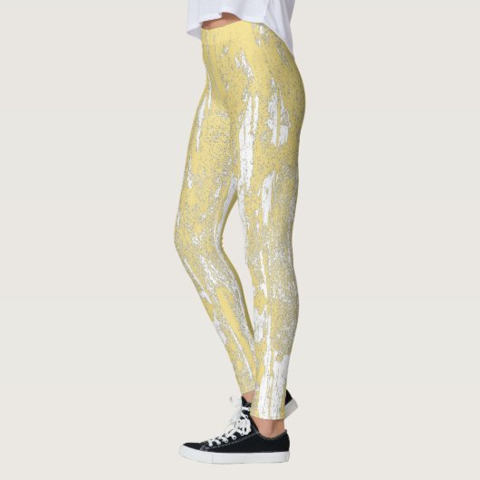 Abstracte, vervormde, Trendy gele kool Leggings (Links)
