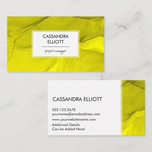 Abstracte vetgele alcoholinkt Vloeibare kunst Visitekaartje (Voorkant / Achterkant)