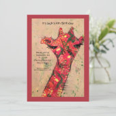 Abstracte vetrijke giraffe Birthday Party Invitati Kaart (Staand voorkant)