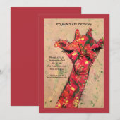 Abstracte vetrijke giraffe Birthday Party Invitati Kaart (Voorkant / Achterkant)