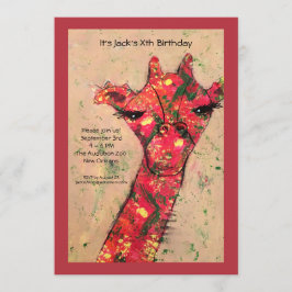 Abstracte vetrijke giraffe Birthday Party Invitati Kaart
