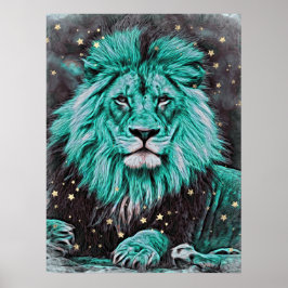 *~* Abstracte Vette BLAUWGROEN Keltische LION AP23 Poster