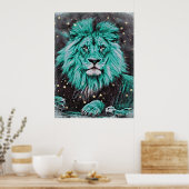 *~* Abstracte Vette BLAUWGROEN Keltische LION AP23 Poster (Keuken)