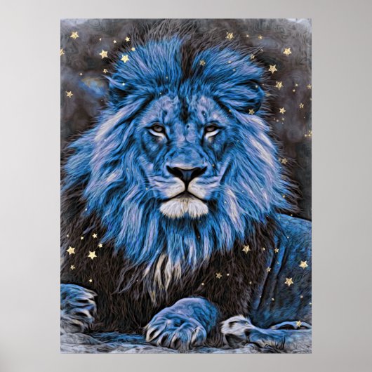 *~* Abstracte Vette Keltische LION AP23 Blauw Poster (Voorkant)