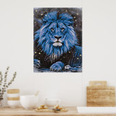 *~* Abstracte Vette Keltische LION AP23 Blauw Poster (Keuken)