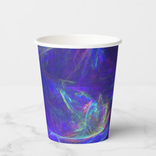 Abstracte Vibrant Blue roze groene kosmische zwemm Papieren Bekers (Achterkant)