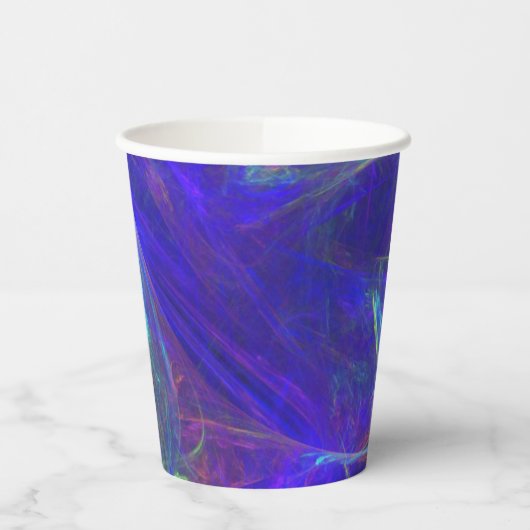 Abstracte Vibrant Blue roze groene kosmische zwemm Papieren Bekers (Links)