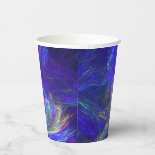 Abstracte Vibrant Blue roze groene kosmische zwemm Papieren Bekers (Rechts)