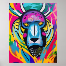 Abstracte vibrant Lion Wall Art