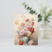 Abstracte Victoriaans Bloemen in de Vaas Briefkaart (Staand voorkant)