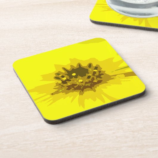  Abstracte Viergele Daisy Flower Bier Onderzetter (Linkerzijde)