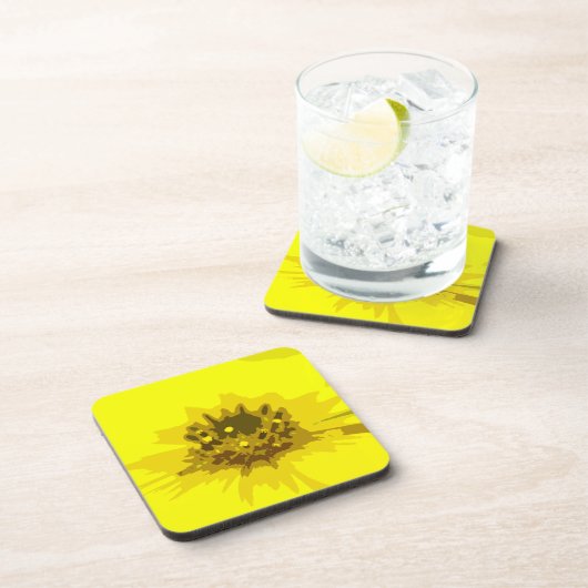 Abstracte Viergele Daisy Flower Bier Onderzetter (Rechterzijde)