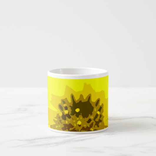 Abstracte Viergele Daisy Flower Espresso Kop (Voorkant)