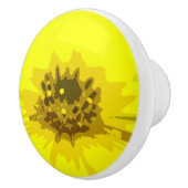 Abstracte Viergele Daisy Flower Keramische Knop (Rechts)