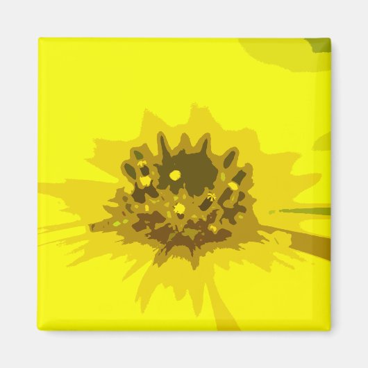  Abstracte Viergele Daisy Flower Magneet (Voorkant)