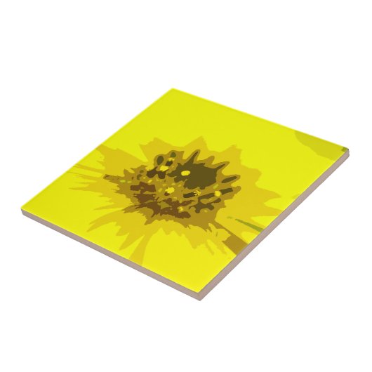 Abstracte Viergele Daisy Flower Tegeltje (Zijkant)