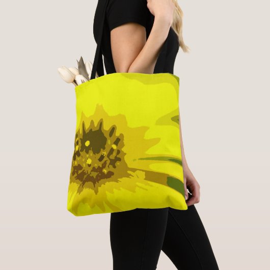  Abstracte Viergele Daisy Flower Tote Bag (Dichtbij)