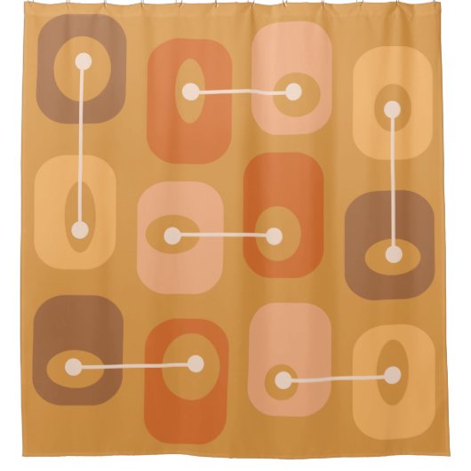 Abstracte vierkante kubussen verbrand Sinaasappel Douchegordijn (Voorkant)