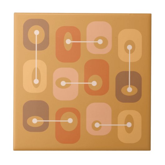 Abstracte vierkante kubussen verbrand Sinaasappel Tegeltje (Voorkant)