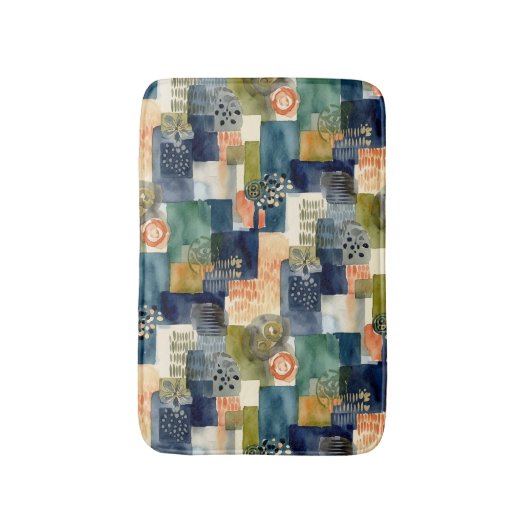 Abstracte vierkante patronen badmat (Voorkant Verticaal)