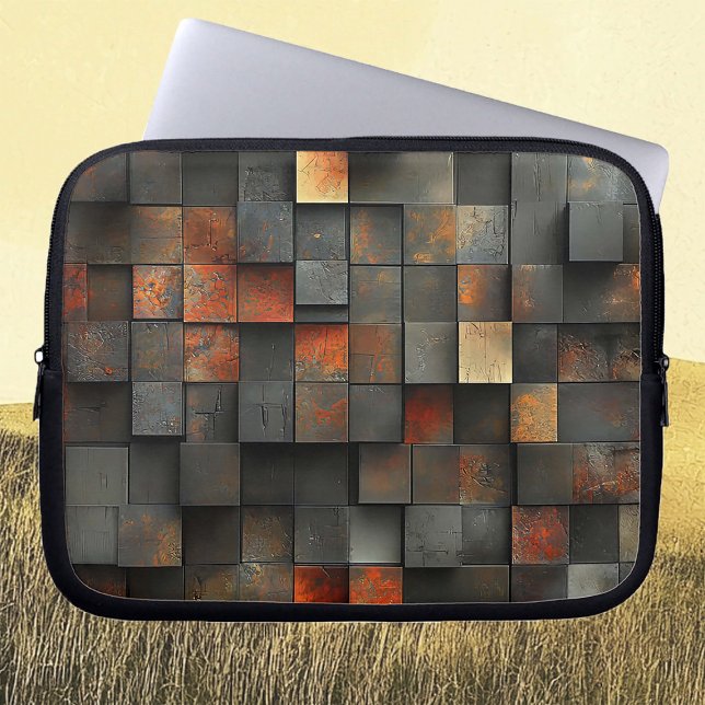 Abstracte Vierkante Vakken Laptop Sleeve (Creator heeft geüpload)