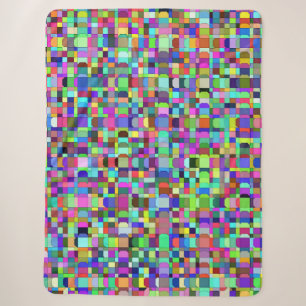 Abstracte vierkante vormen meerkleurig patroon sherpa deken