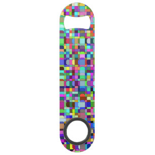 Abstracte vierkante vormen meerkleurig patroon speed flessenopener