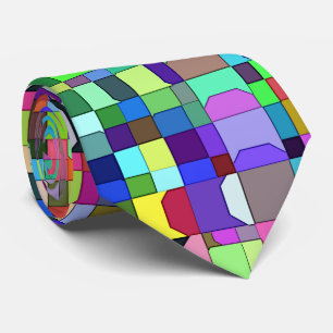 Abstracte vierkante vormen meerkleurig patroon stropdas