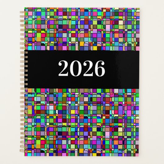 Abstracte vierkante vormen meerkleurig personalise planner (Voorkant)