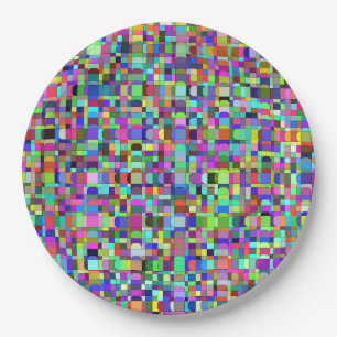 Abstracte vierkante vormen multikleur patroon papieren bordje