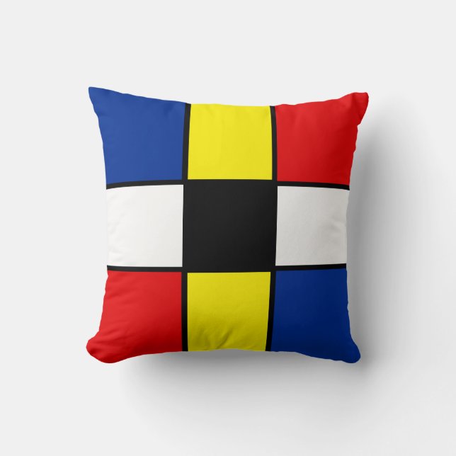 Abstracte vierkanten in Mondriaan-stijl kussensloo Kussen (Voorkant)