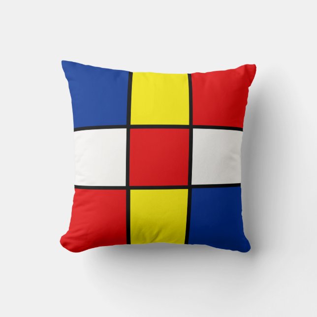 Abstracte vierkanten in Mondrian-stijl kussensloop Kussen (Voorkant)
