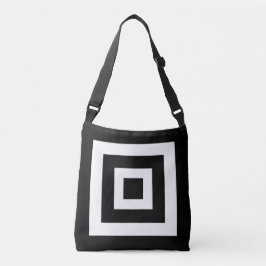 Abstracte vierkanten in zwart en wit crossbody tas