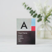ABSTRACTE VIERKANTEN MONOGRAM ,rood blauw grijs br Visitekaartje (Staand voorkant)