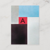 ABSTRACTE VIERKANTEN MONOGRAM ,rood blauw grijs br Visitekaartje (Achterkant)